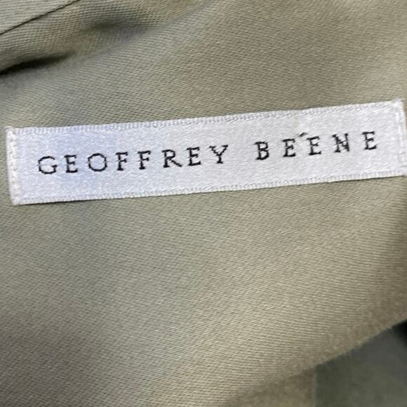 Geoffrey Beene Green Satin Long Sleeve Collared Button Down Midi Shirt Dress M - Picture 4 of 5